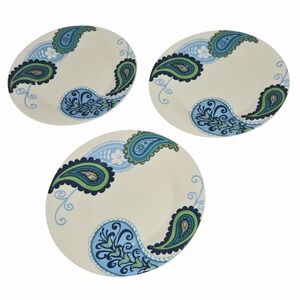 Royal Norfolk Blue And Green Paisley Ceramic Salad‎ Plates 8in Set of 3